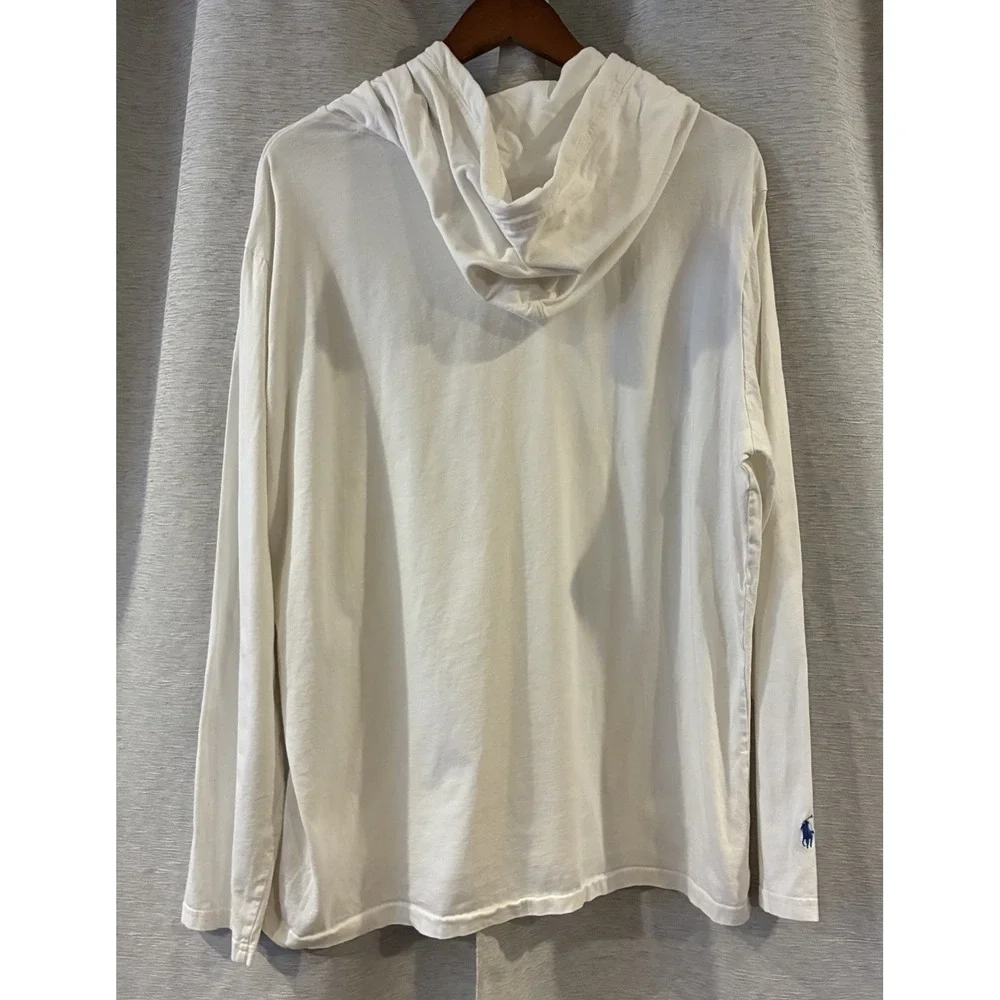 Polo Ralph Lauren Men's Multi Logo Graphic Jersey Hooded T-Shirt White XL‎